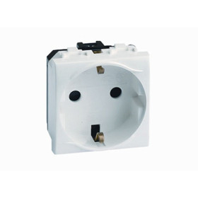 DKC Brava Электрическая розетка, с заземлением, со шторками, слон. кость, 2мод.