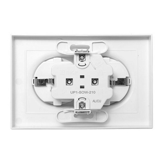 EKF Эпика Механизм розетки двойной, 16А, с заземлением, без шторок, с рамкой, белый