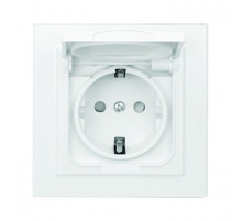 EKF Basic Минск Белый Розетка , с/з, со шторками и крышкой, 16А, IP44, СП