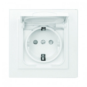 EKF Basic Минск Белый Розетка , с/з, со шторками и крышкой, 16А, IP44, СП
