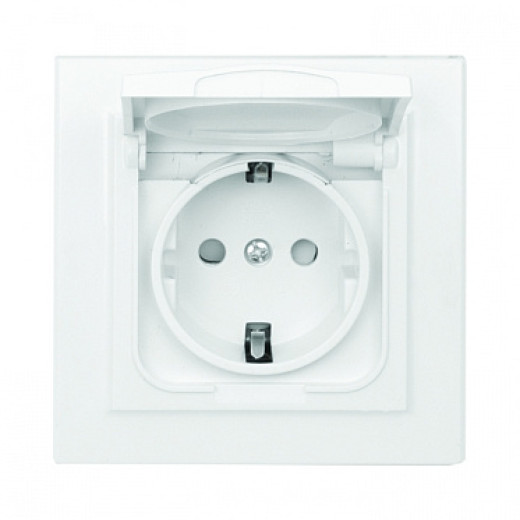 EKF Basic Минск Белый Розетка , с/з, со шторками и крышкой, 16А, IP44, СП