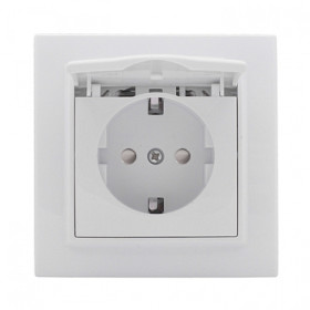EKF Basic Минск Белый Розетка с/з, со шторками и крышкой, 16А, СП