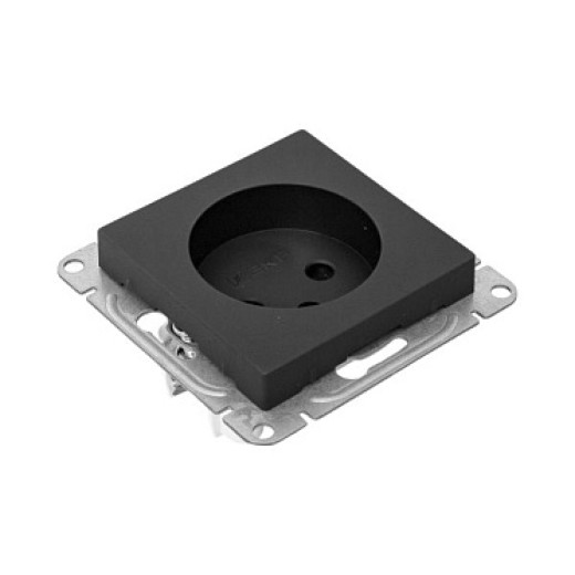 EKF Эпика Механизм розетки, 16А, без заземления, со шторками, чёрный