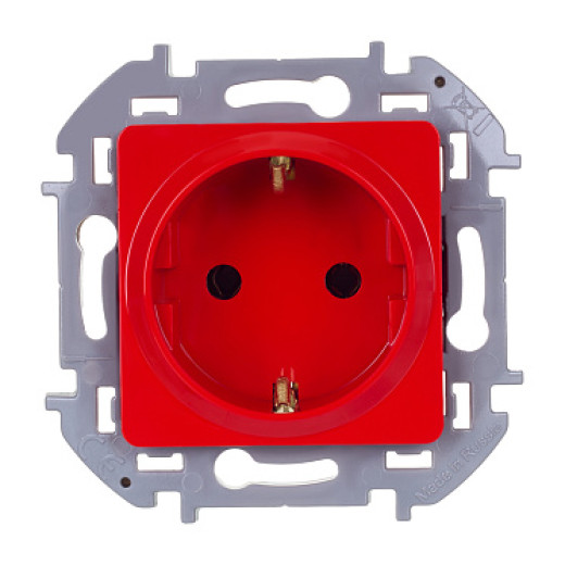 Legrand/Daccord INSPIRIA Красный Розетка с/з со шторками