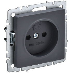 IEK BRITE BASE Графит Розетка без з/к с з/ш 10А РСш10-2-БрГ