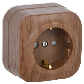 IEK GLORY РСш20-3-ХД Розет. 1-ая с з/к и з/ш о/у 16А GLORY дуб