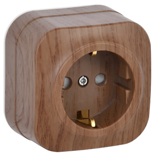 IEK GLORY РСш20-3-ХД Розет. 1-ая с з/к и з/ш о/у 16А GLORY дуб