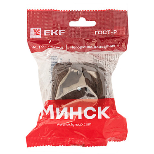 EKF Basic Минск Темное дерево Розетка с/з, 16А, ОП