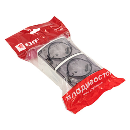 EKF PROxima Владивосток Розетка 2-местная 16А с заземлением с прозрачной крышкой IP54