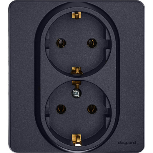 Legrand/Daccord INSPIRIA Антрацит Розетка 2 x 2К+З - немецкий стандарт - 16 А - 250 В