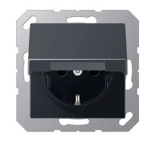 JUNG A 500 Антрацит Розетка с/з с крышкой безвинт. зажим