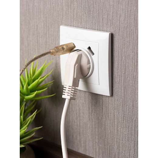 EKF PROxima Валенсия розетка 1-местная с/з 16А белая с защ. штор. с 2 USB 2,1А