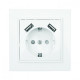 EKF Basic Минск Белый Розетка с/з, со шторками, 16А, с 2 USB 2,1А, СП