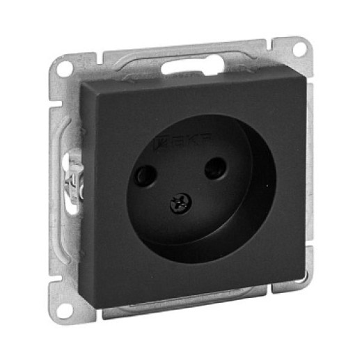 EKF Эпика Механизм розетки, 16А, без заземления, со шторками, чёрный