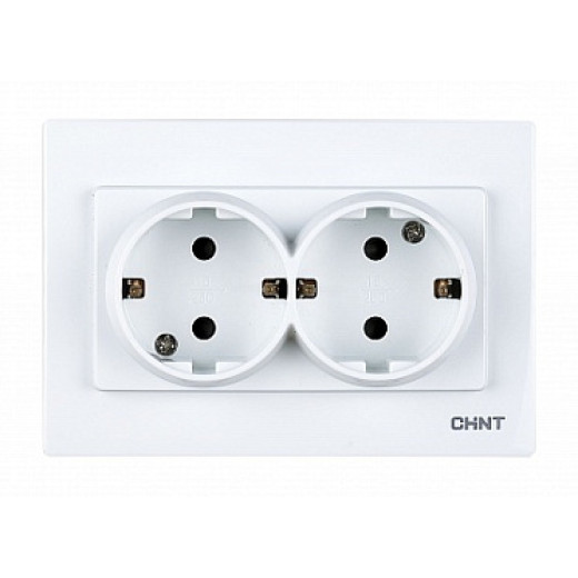 CHINT 2-местная розетка с заземляющим контактом 16А 250В рамочная