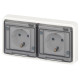 Розетка ЭРА Эксперт 11-2524-01 двойная с заземлением с крышкой 2х2P+E горизонт. IP55 шторки 16A-250В СУ белый