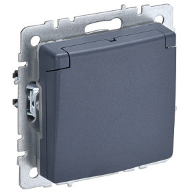 IEK BRITE BASE Маренго Розетка 1-м с/з с защ штор и крышк 16А IP20 РСбш10-3-БрМ