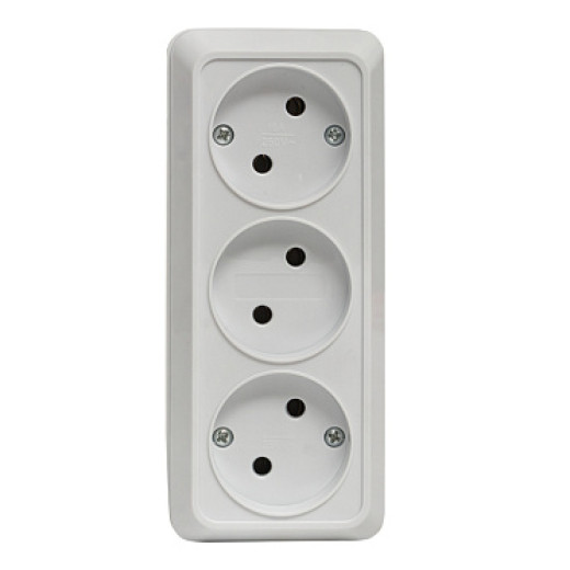 EKF PROxima Рим Розетка 3-местная 10А без заземления белая