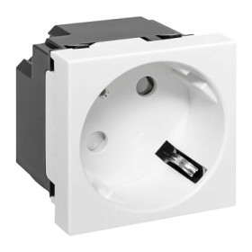 EKF Розетка 45х45 с зазем. 45 градусов, быстрозажимные клеммы, белая