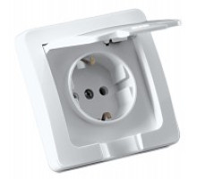РС16-512-06 Розетка скрытой установки, одноместная, с заземляющим контактом, со шторкой, IP44, цвет серебро