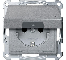 Schneider Electric Merten SM Алюминий Розетка с/з с защитными шторками с крышкой,с упл.кольц,IP44,безвинт. зажим