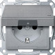 Schneider Electric Merten SM Алюминий Розетка с/з с защитными шторками с крышкой,с упл.кольц,IP44,безвинт. зажим