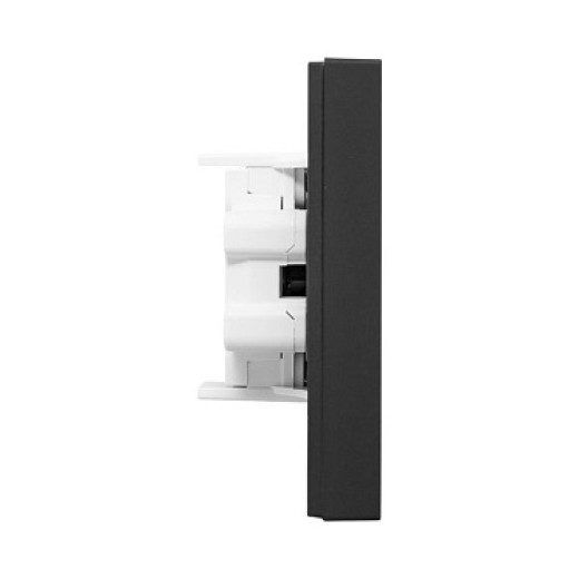 EKF Эпика Механизм розетки двойной, 16А, без заземления, со шторками, с рамкой, чёрный