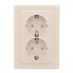 EKF Basic Минск Бежевый Розетка 2-ая, с/з, со шторками, 16А, СП