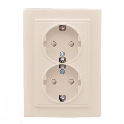 EKF Basic Минск Бежевый Розетка 2-ая, с/з, со шторками, 16А, СП