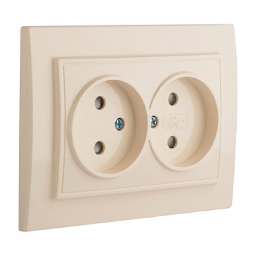 EKF Basic Минск Бежевый Розетка 2-ая, б/з, со шторками, 10А, СП