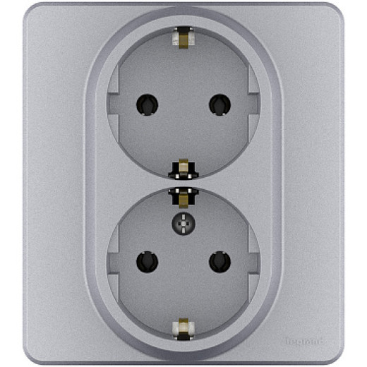 Legrand/Daccord INSPIRIA Алюминий Розетка 2 x 2К+З - немецкий стандарт - 16 А - 250 В