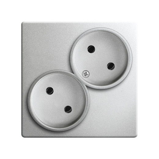 Simon 24 Алюминий Розетка двойная без заземления 2x2Р 16A 250В~