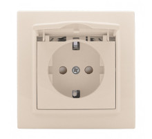 EKF Basic Минск Бежевый Розетка с/з, со шторками и крышкой, 16А, IP44, СП