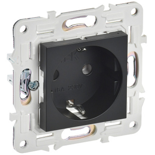 IEK SKANDY Черный Розетка с/з без защитных шторок 16А SK-R05Bl