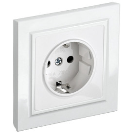 IEK BRITE Белый Розетка 1-м с/з с защ штор 16А в сборе РСР14-1-0-БрБ