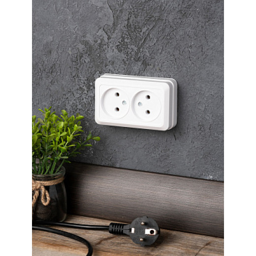 EKF PROxima Рим Розетка 2-местная 10А без заземления белая