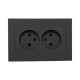 EKF Эпика Механизм розетки двойной, 16А, без заземления, со шторками, с рамкой, чёрный
