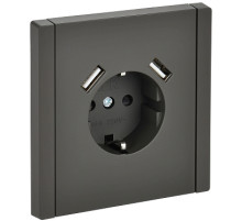 IEK FORTE&PIANO Серый Розетка с/з со шт винтовое крепление 16А USB A+A 3,1А FP345