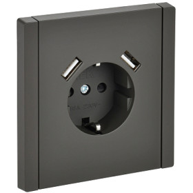 IEK FORTE&PIANO Серый Розетка с/з со шт винтовое крепление 16А USB A+A 3,1А FP345