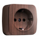 EKF Basic Минск Темное дерево Розетка с/з, 16А, ОП
