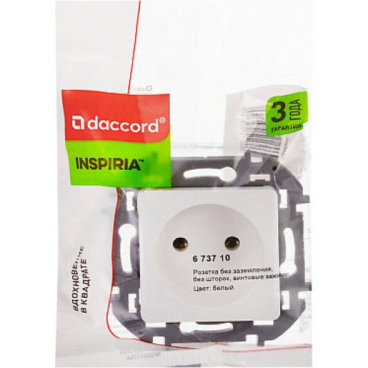 Legrand/Daccord INSPIRIA Белый Розетка 2К - 16 А - 250 В