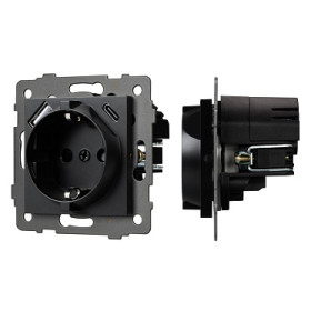 Arlight Механизм розетки с USB зарядкой SCT-MUAC-PL-BK-V (250V, 16A) (-)