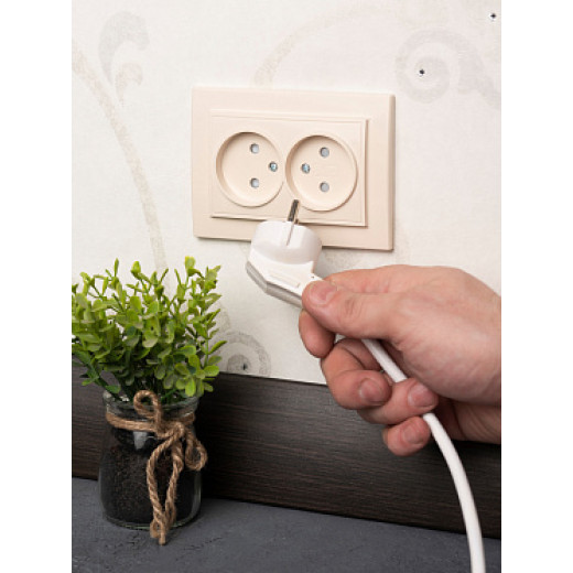 EKF Basic Минск Бежевый Розетка 2-ая, б/з, со шторками, 10А, СП