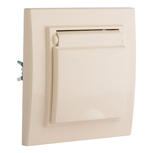 EKF Basic Минск Бежевый Розетка с/з, со шторками и крышкой, 16А, IP44, СП