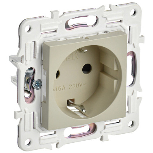 IEK SKANDY Бежевый Розетка с/з без защитных шторок 16А SK-R05B