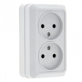 EKF PROxima Рим Розетка 2-местная 10А без заземления белая