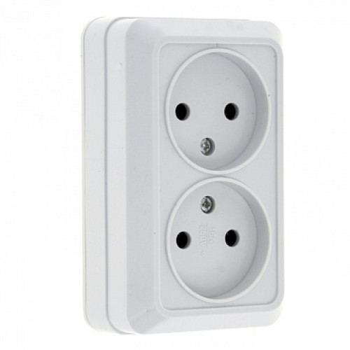 EKF PROxima Рим Розетка 2-местная 10А без заземления белая