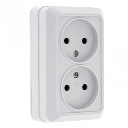 EKF PROxima Рим Розетка 2-местная 10А без заземления белая