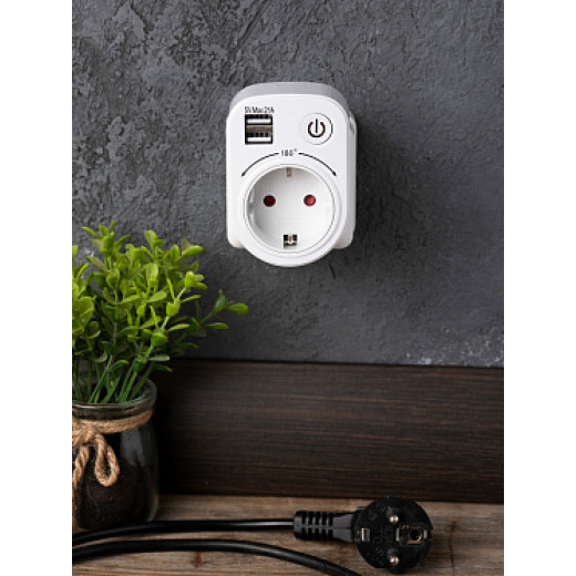 EKF PROxima Розеточный блок SB-01 (розетка 2P+E 16А, 2 USB разъема 5V 2,1A)