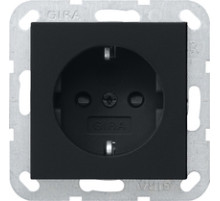 Gira S-55 Черный матовый Розетка с з/к с затвором (shutter) и символом